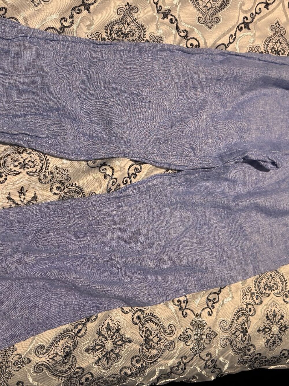 Light Blue Chambray Wide-Leg Linen Pants